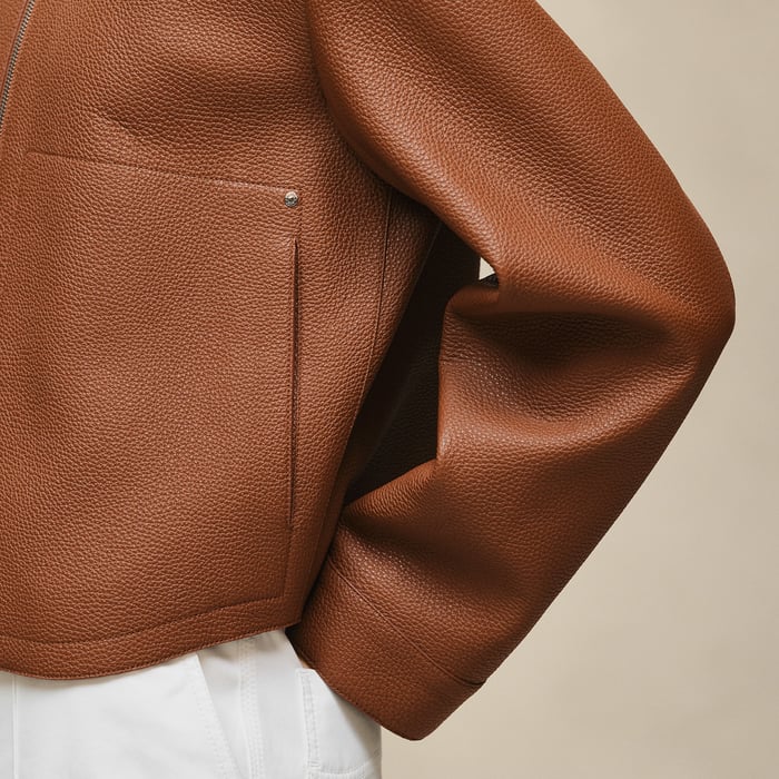 Marron Fauve Washed Deerskin Jacket