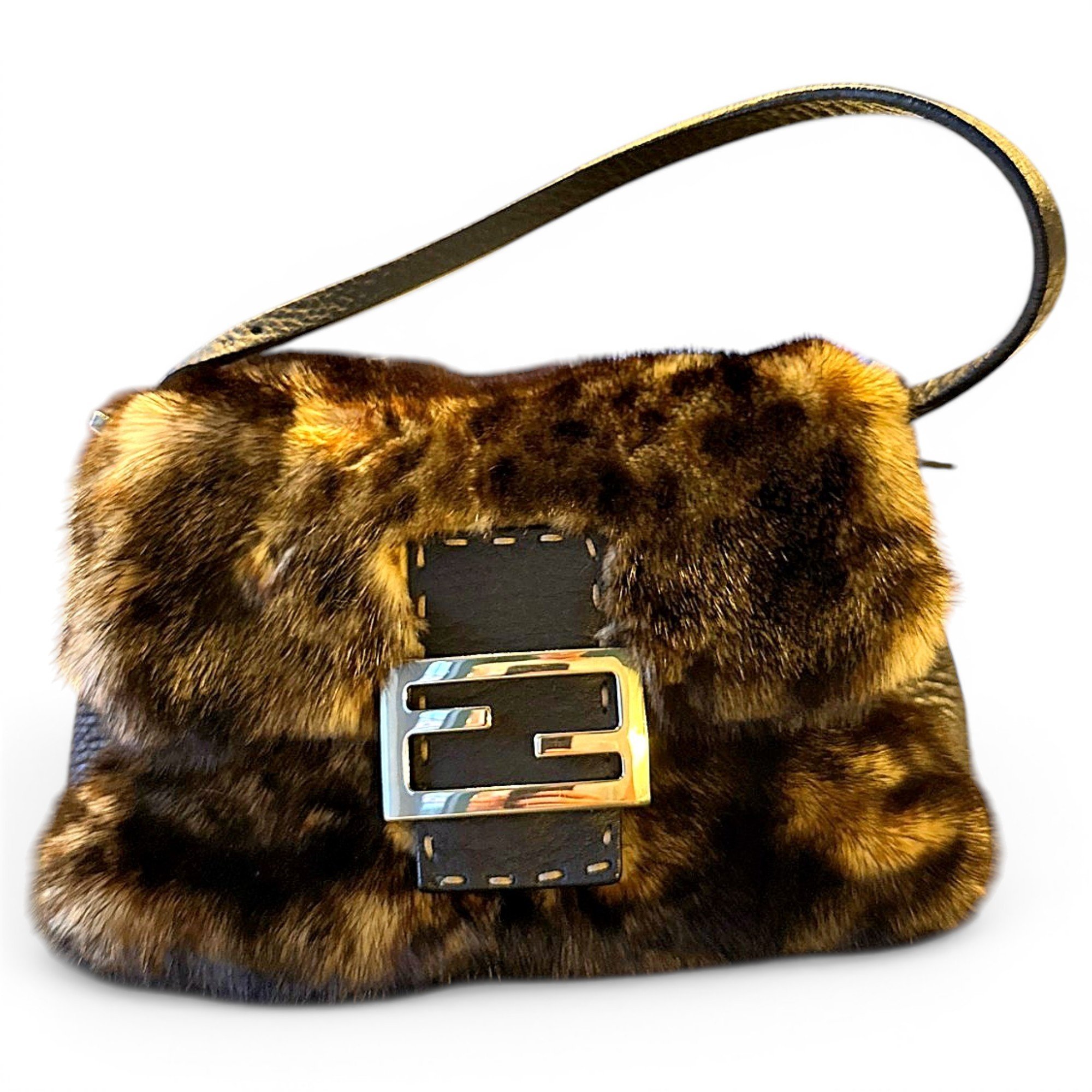 Baguette faux fur handbag