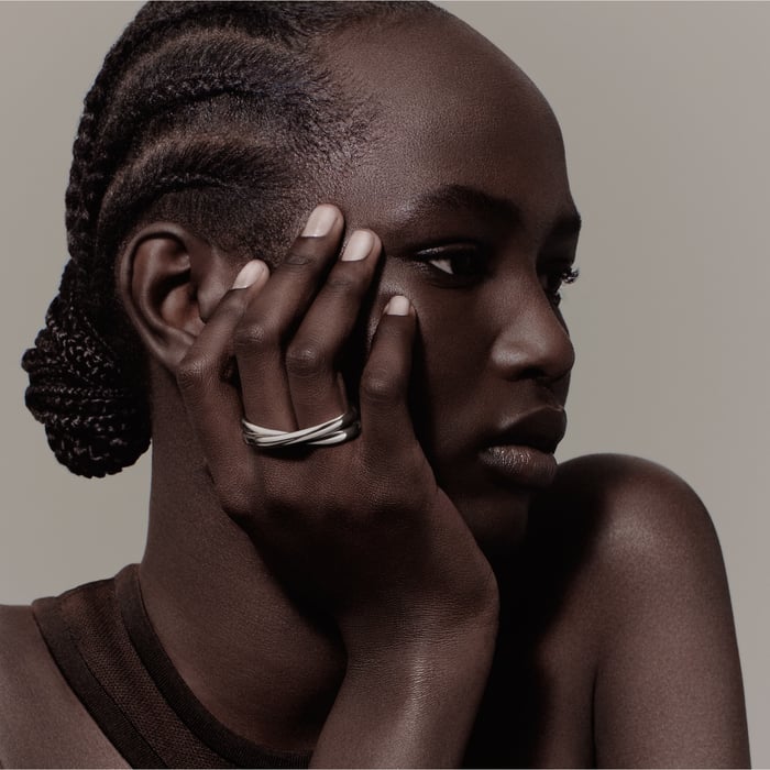 Sans Coloris Chaine d'Ancre Punk Double Ring