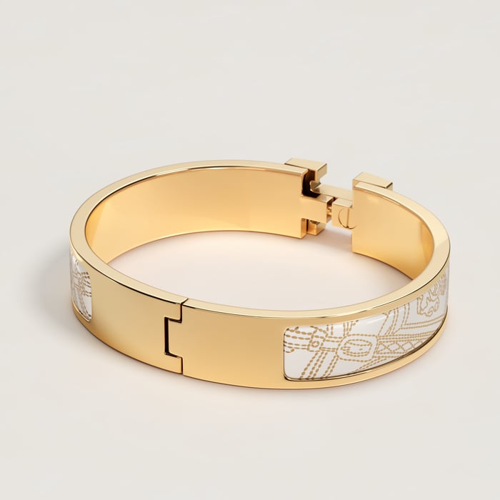 Orfèvre Jaune or Blanc Clic H Brides De Gala Applique Pique Bracelet