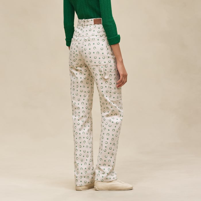 Beige Glaise "Porte-bonheur Bandana" Straight Leg Pants