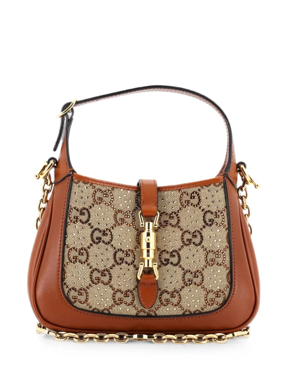 Jackie 1961 Chain Crystal Embellished GG Canvas Mini hobo bag