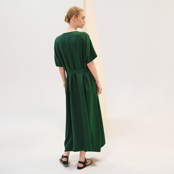 Vert Bouteille "Mosaique" Belted Caftan