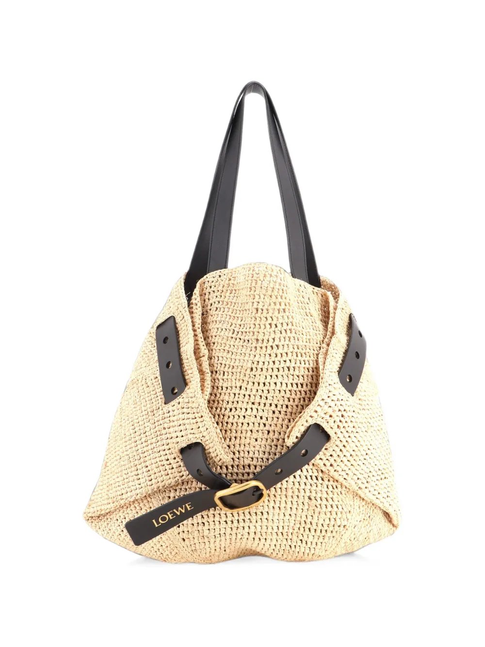 Paula's Ibiza Punch Hole Raffia with Leather Medium tote bag