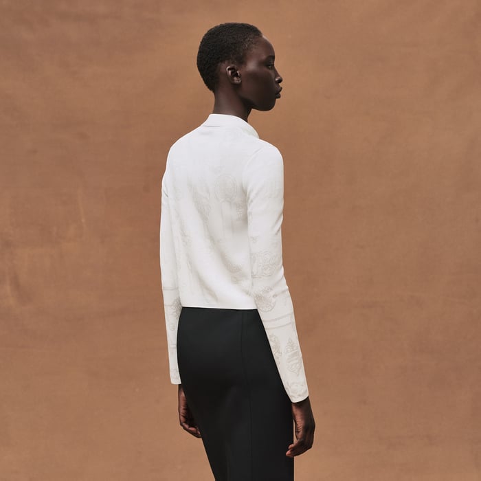 Blanc Nacre "Ferronnerie" Long-sleeve Cardigan