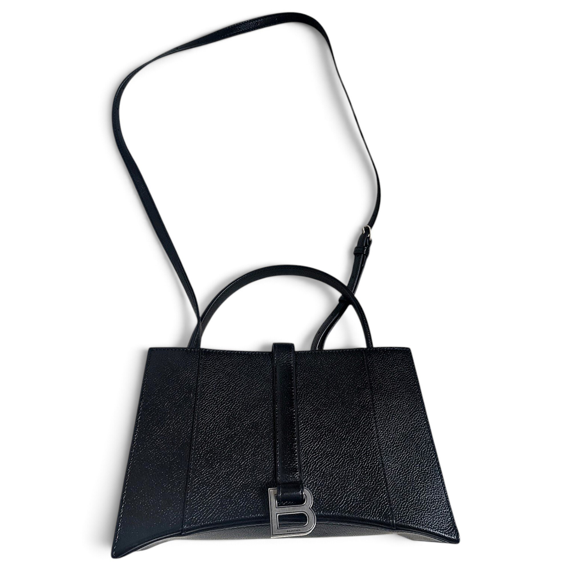 Hourglass leather handbag