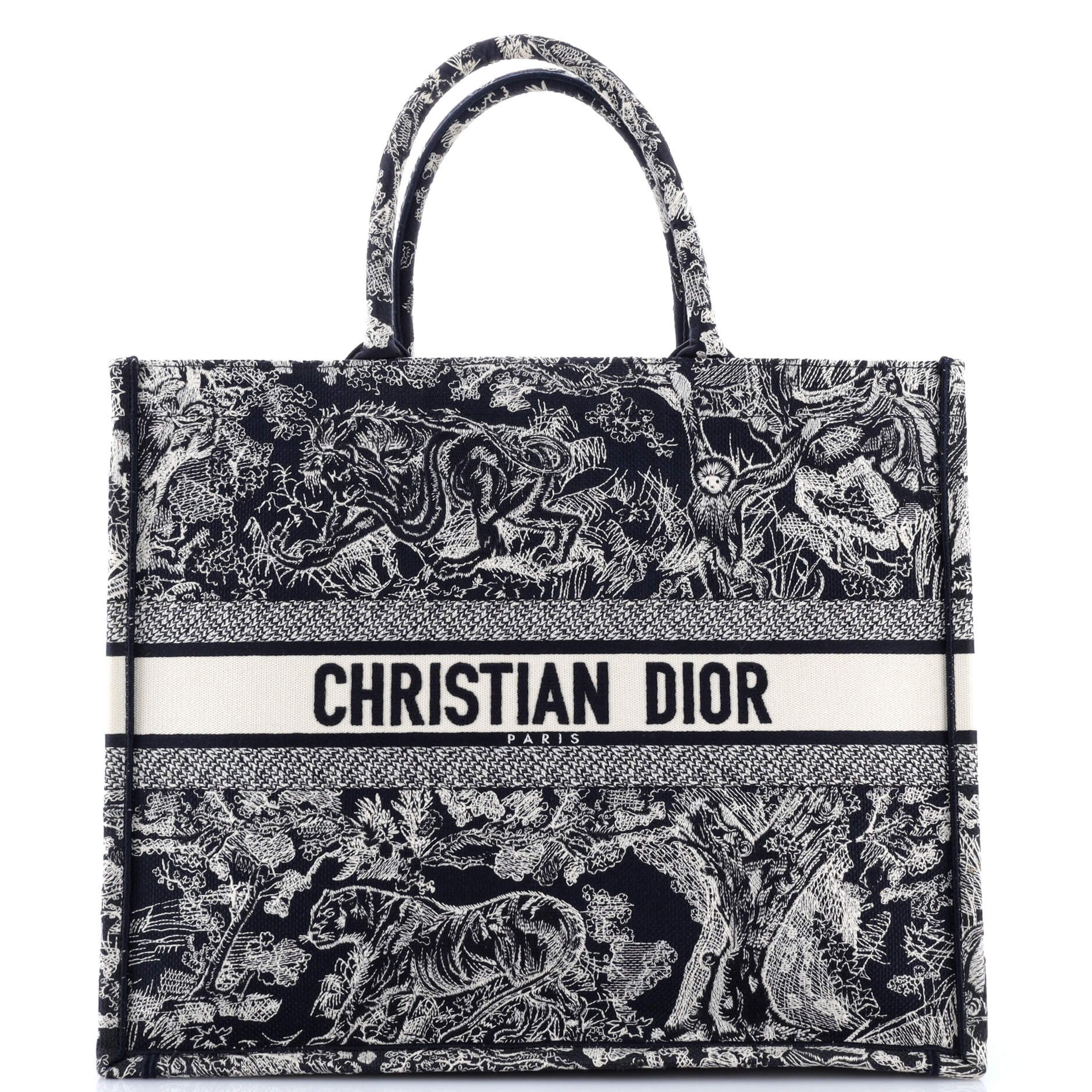 Dior Book Tote Embroidered Canvas Large