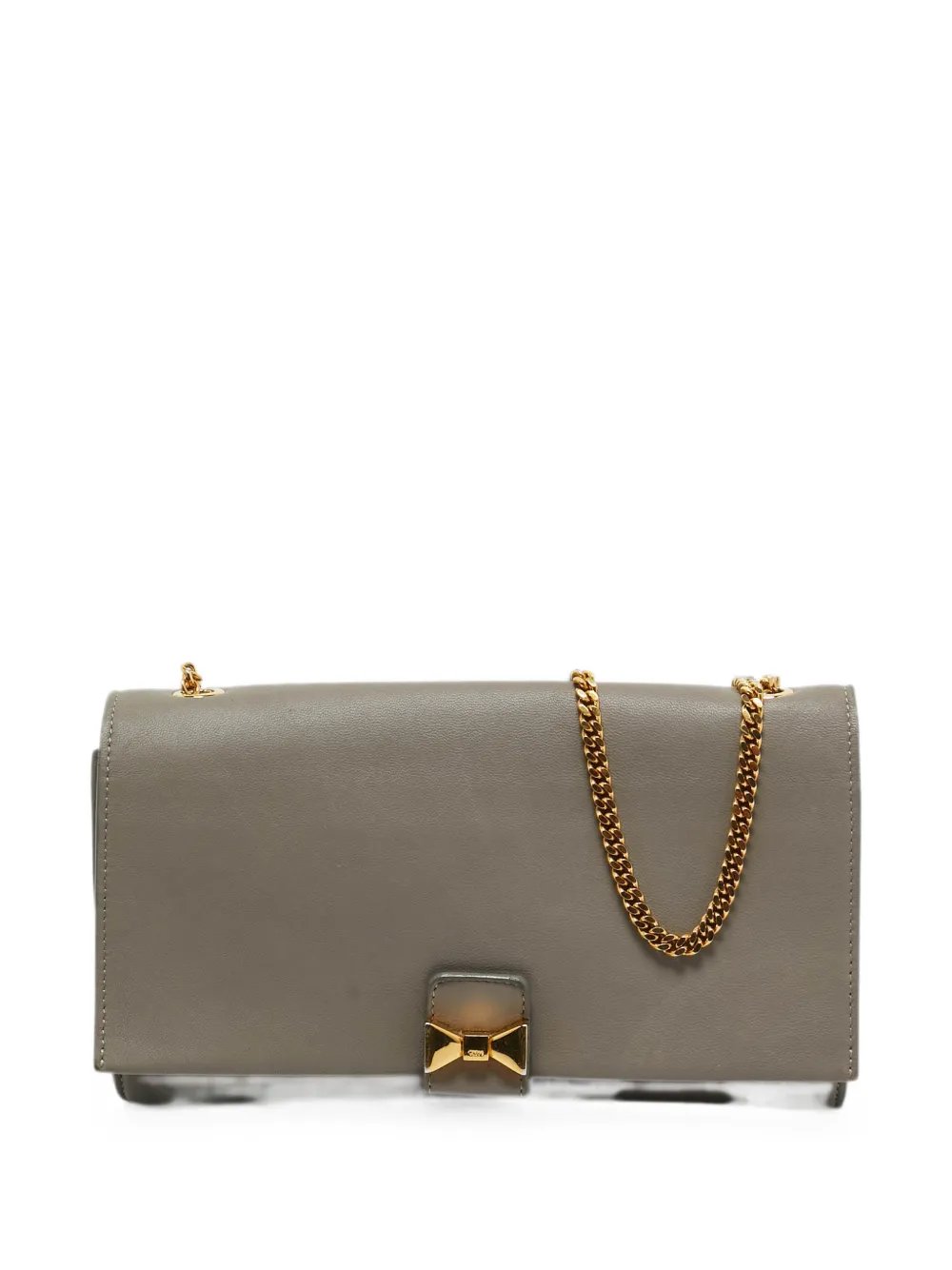 bow-detail leather clutch