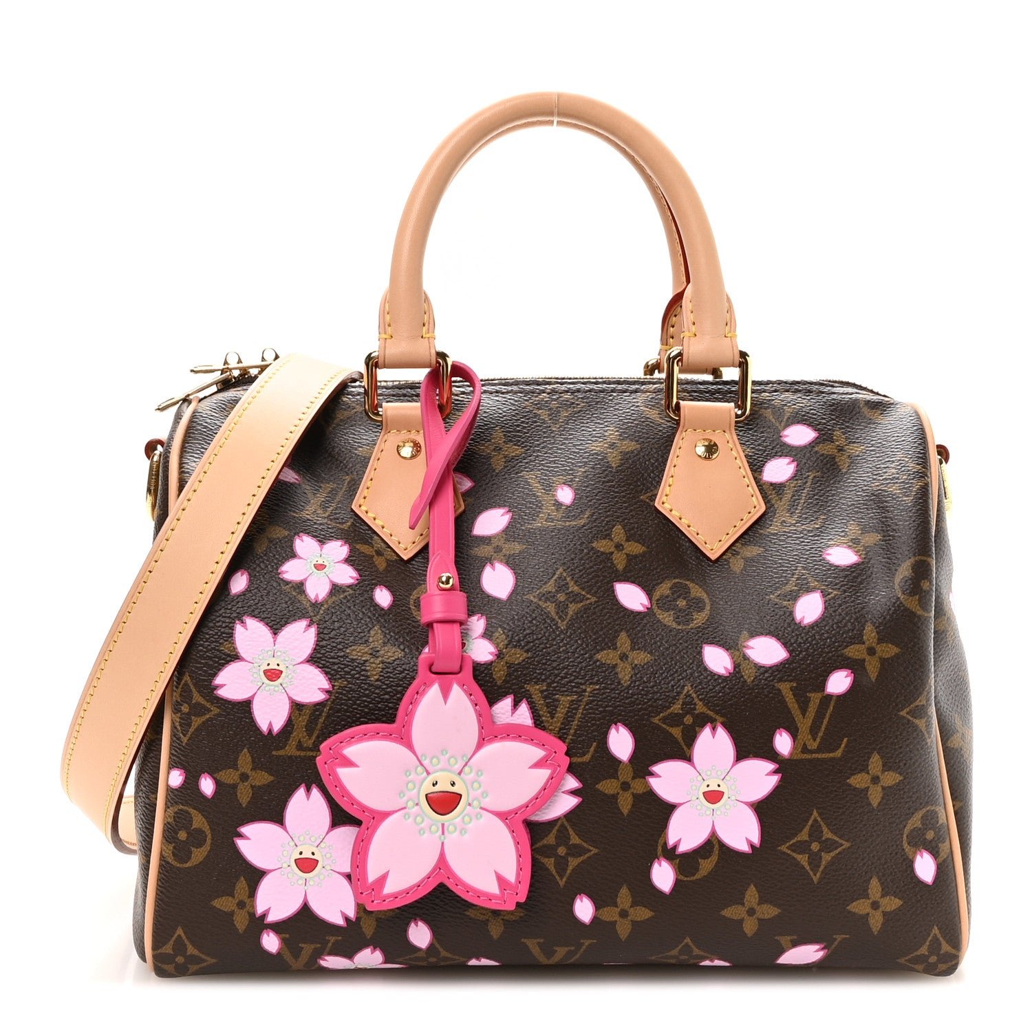 Louis Vuitton LV X TM Monogram Cherry Blossom Speedy Bandouliere 25 Sakura Brown