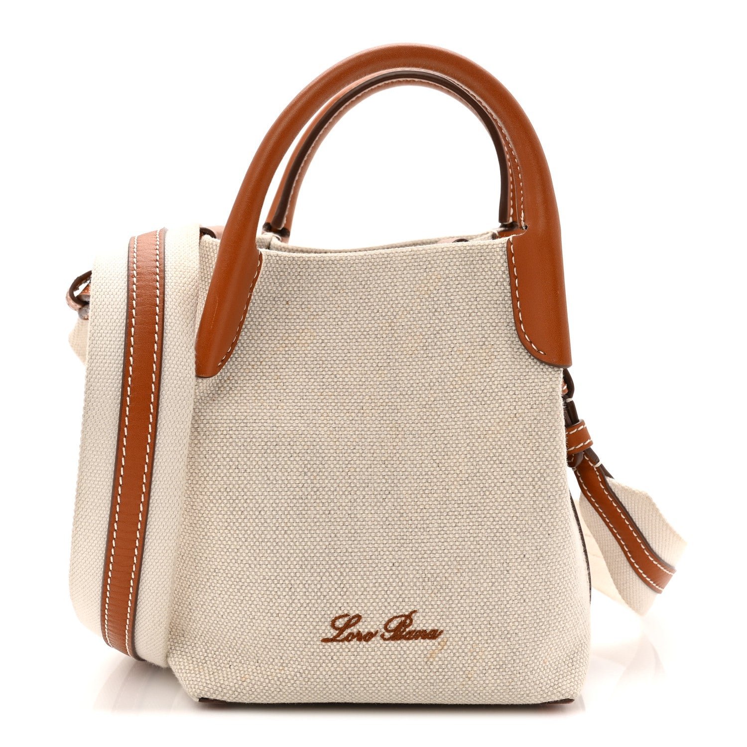 Loro Piana Loro Piana Cotton Linen Calfskin Micro Bale Bag Natural Warm Tan