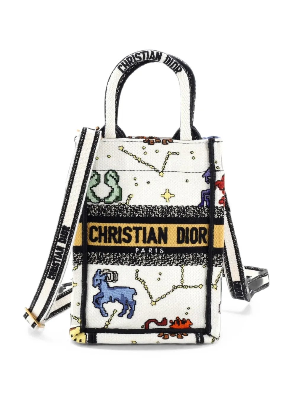 Book Phone Bag Pixel Zodiac Embroidered Canvas Mini tote bag