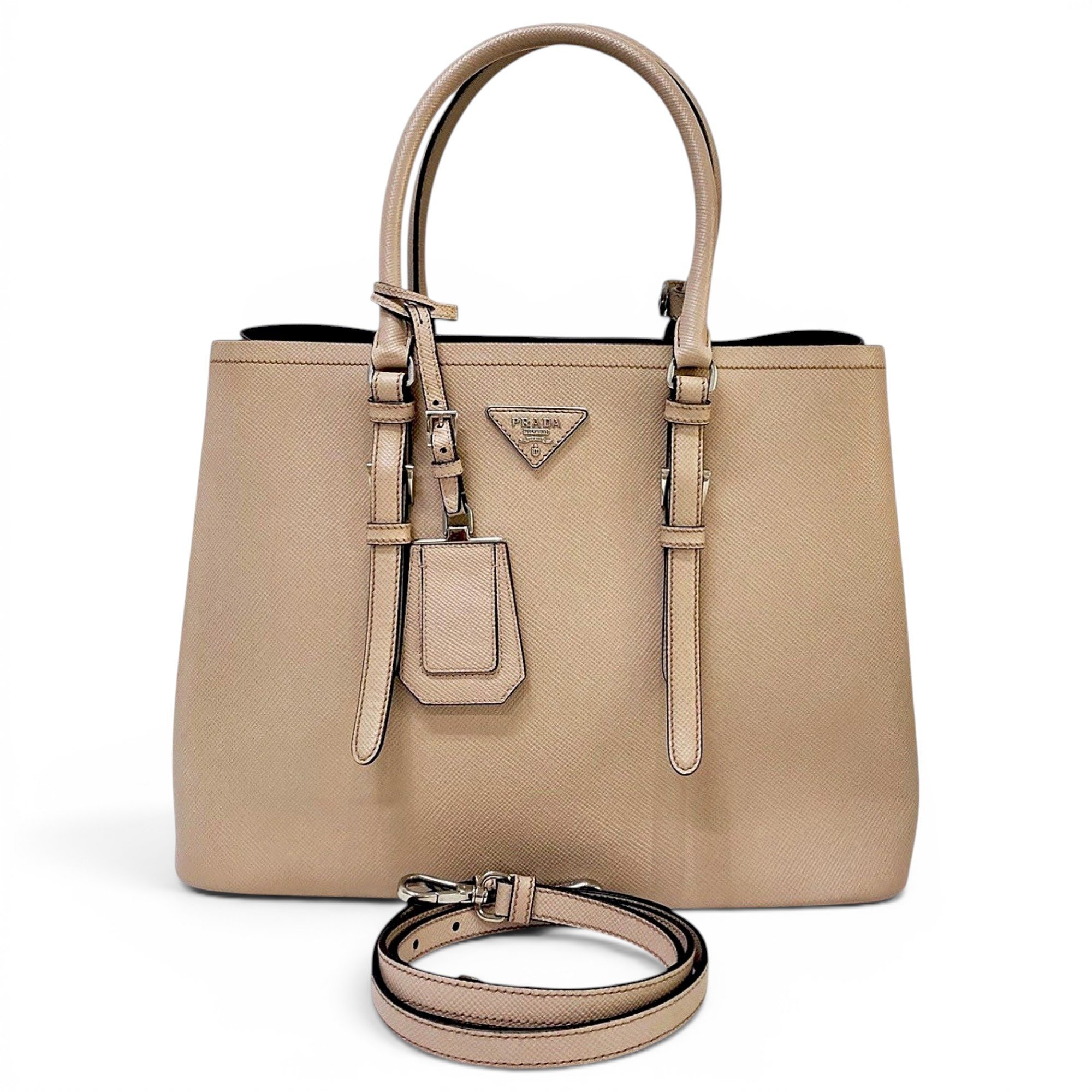 Double leather handbag