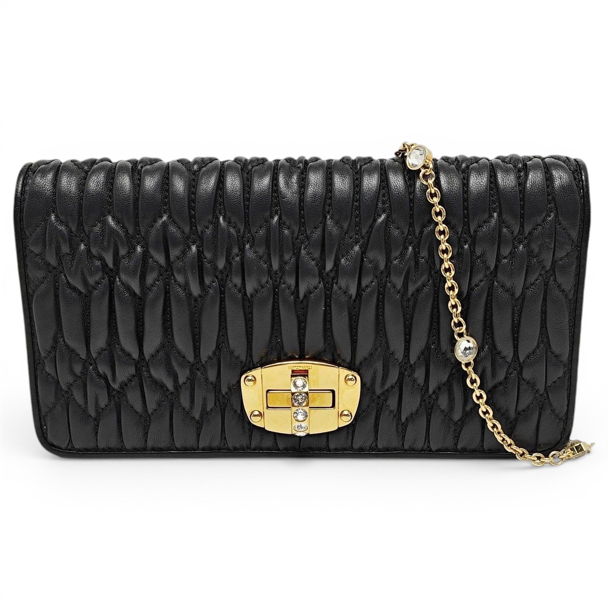 Miu Crystal leather handbag