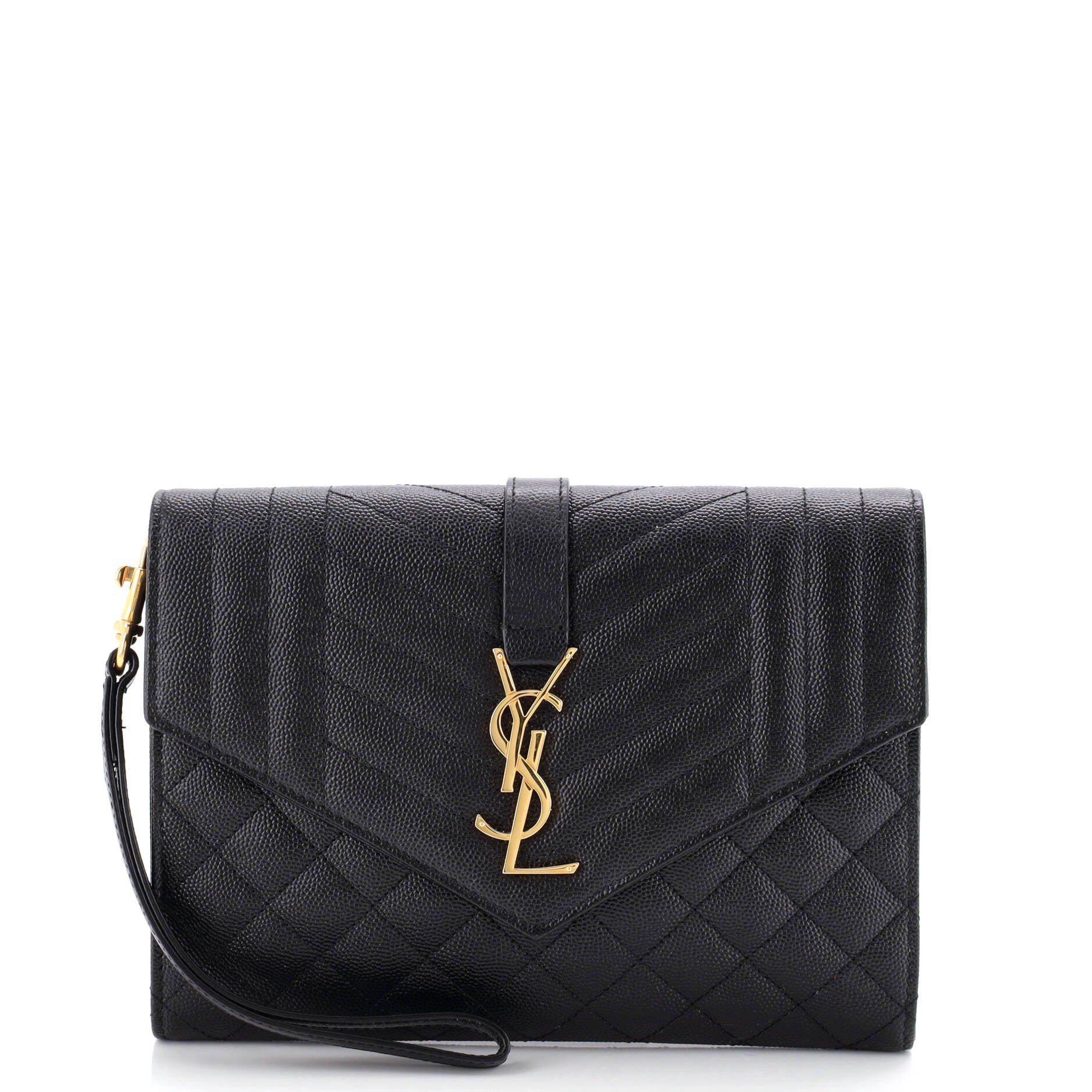 Classic Monogram Envelope Wristlet Clutch Mixed Matelasse Leather