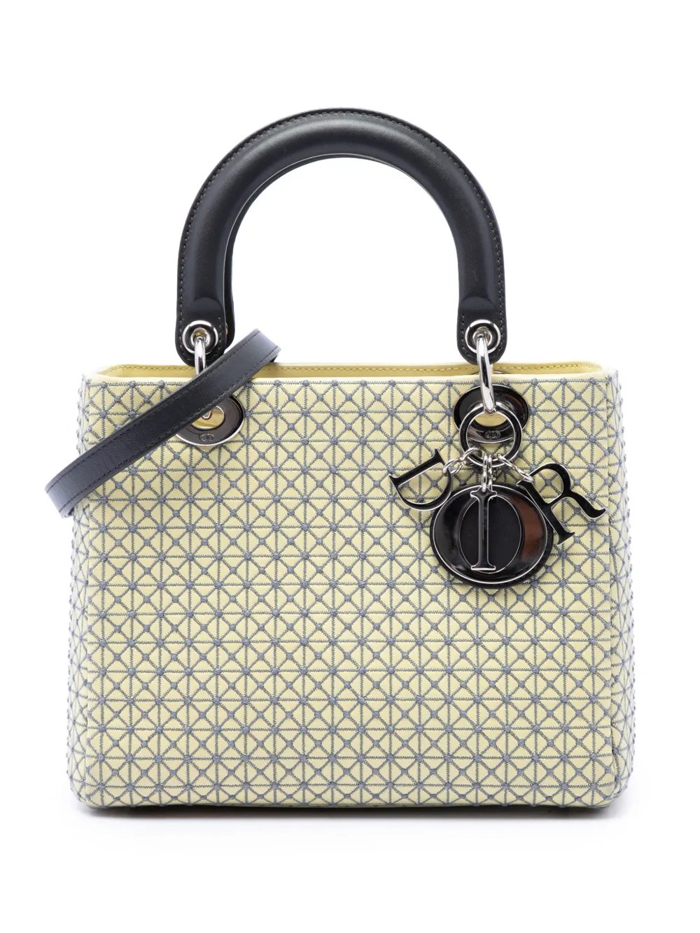 2013 Medium Embroidered Lambskin Microcannage Lady Dior satchel