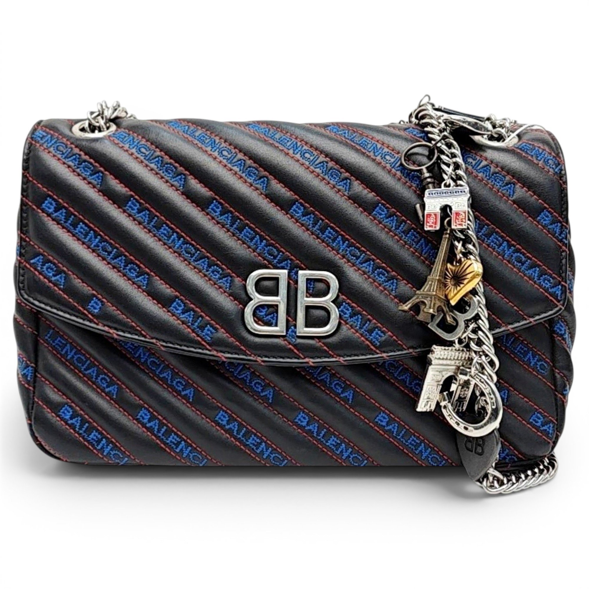 BB chain leather handbag
