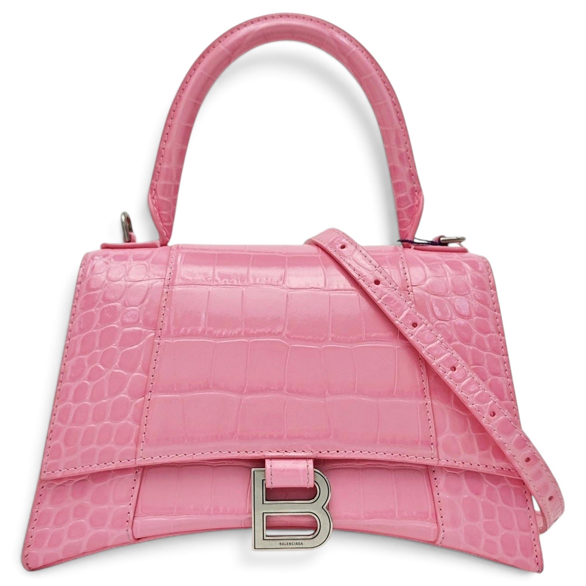 Hourglass leather handbag