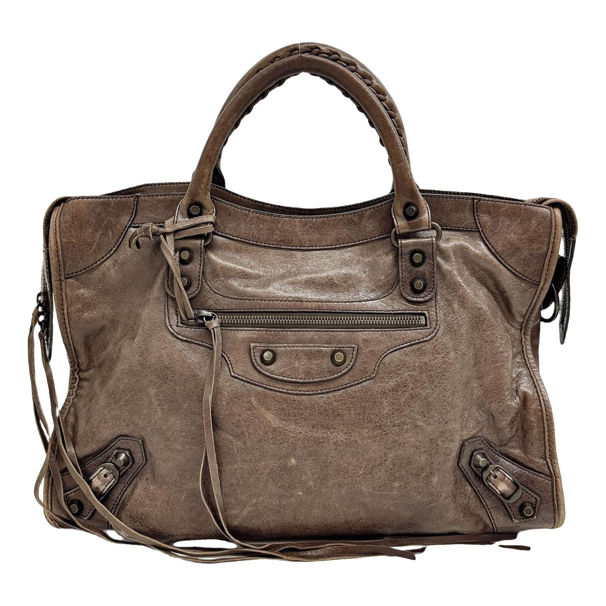 City leather handbag