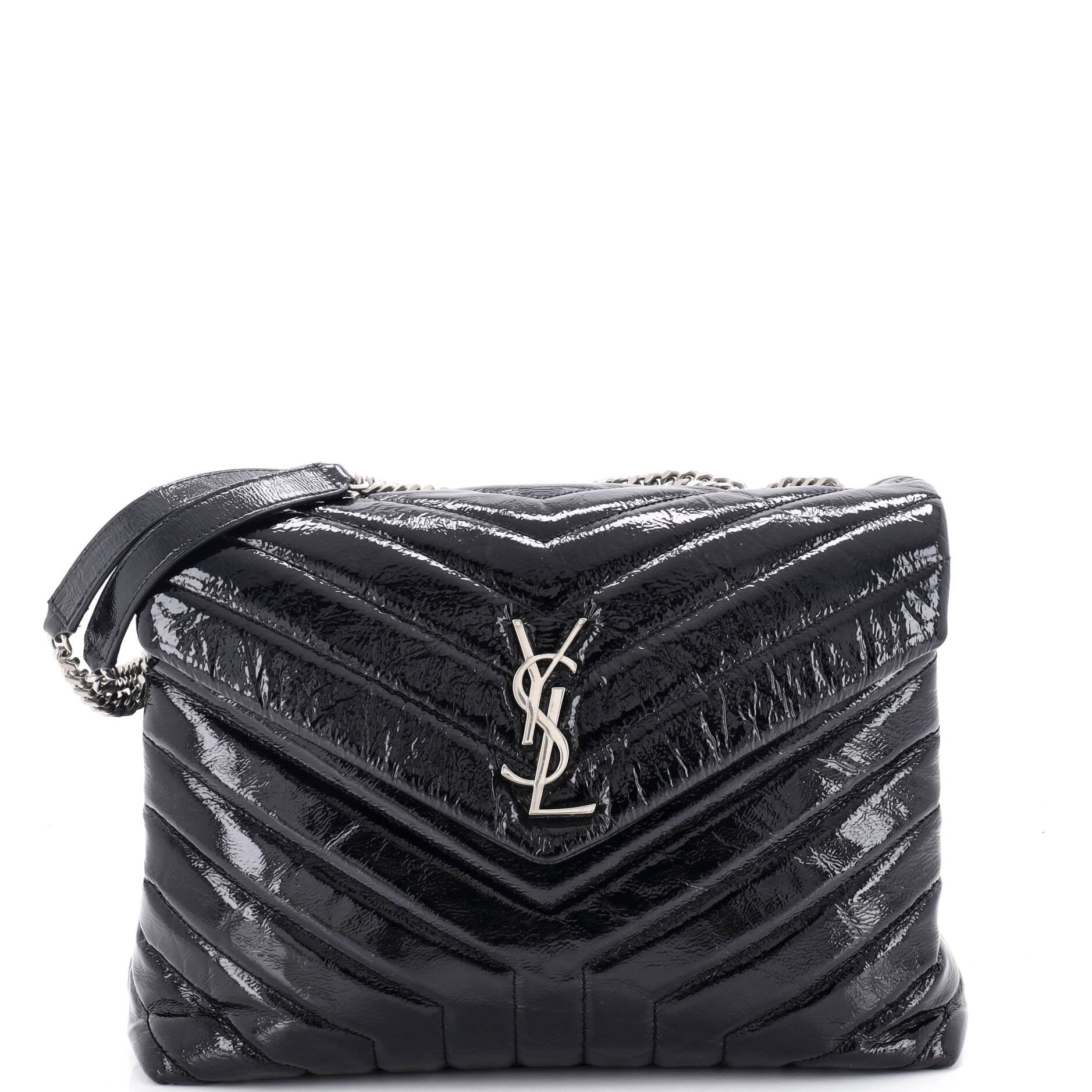 Loulou Shoulder Bag Matelasse Chevron Patent Medium