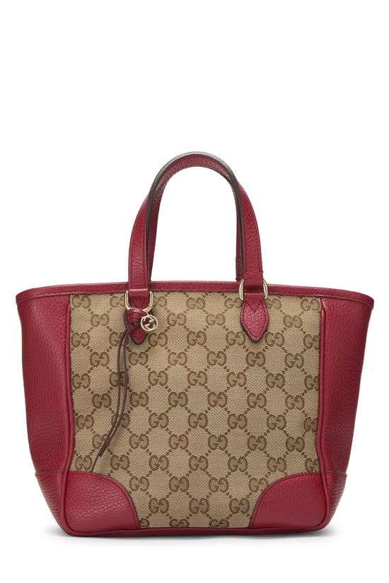 Gucci Red Original GG Canvas Bree Top Handle Tote Small