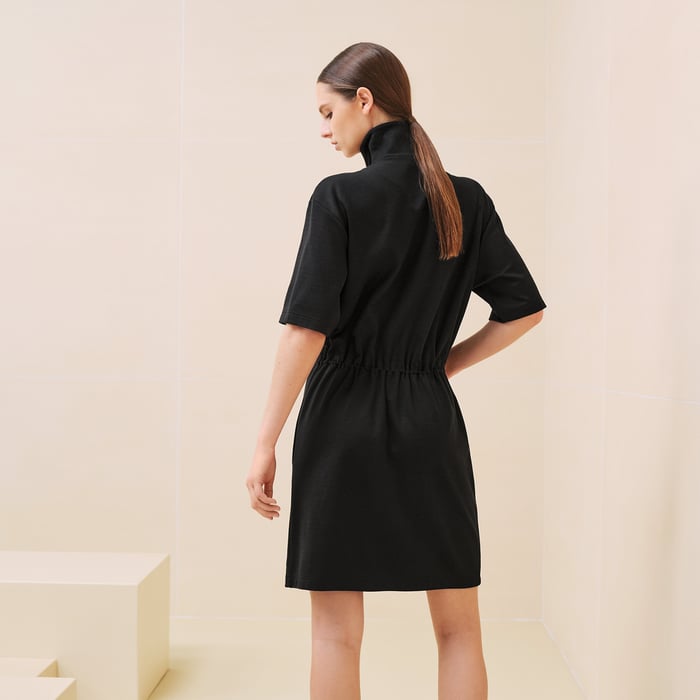 Noir Zipped Drawstring Dress