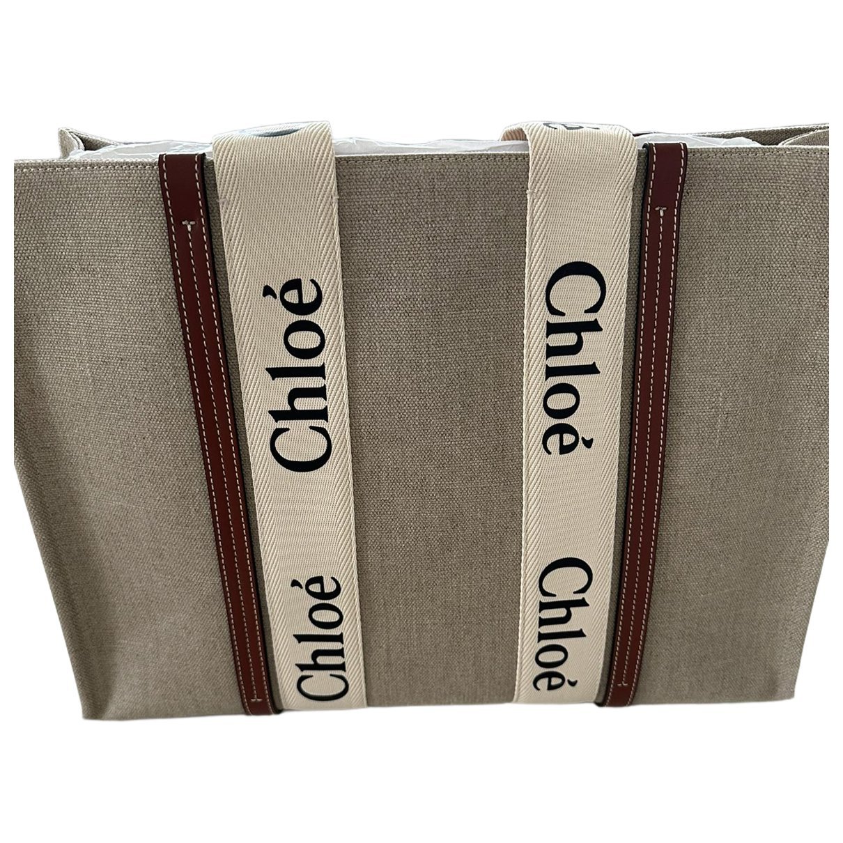 Woody linen tote