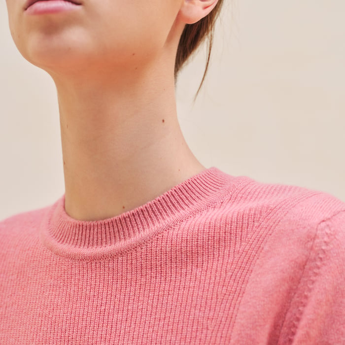 Rose Incarnat Cashmere Short-sleeve Sweater