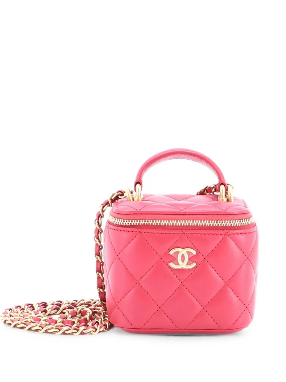Classic Top Handle Vanity Case with Chain Quilted Lambskin Mini crossbody bag