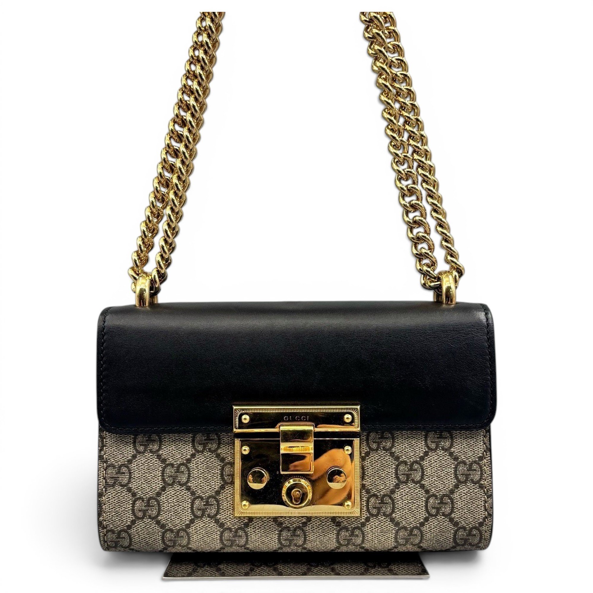Padlock leather handbag