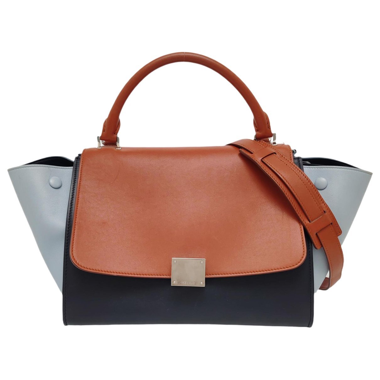 Trapèze leather handbag