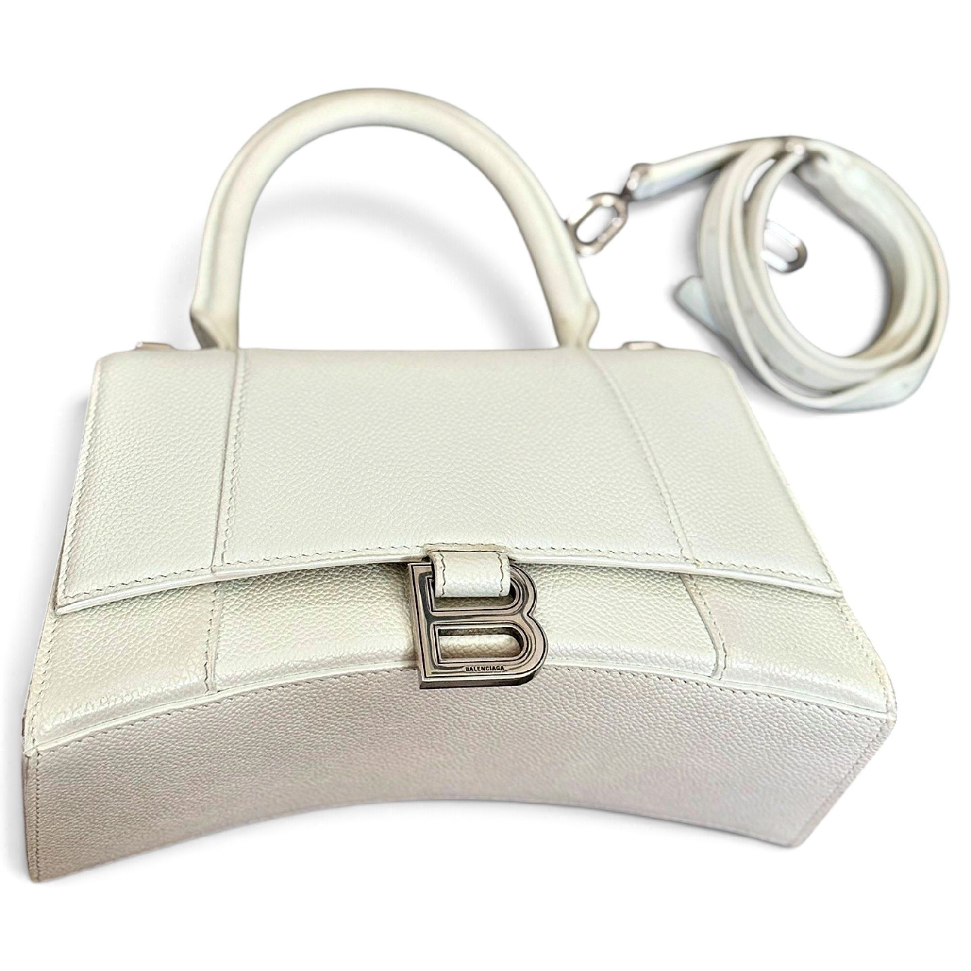 Hourglass leather handbag