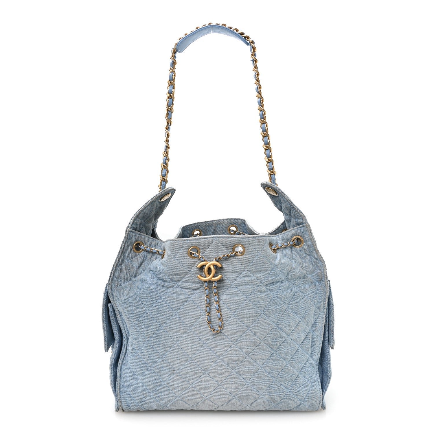 Chanel Washed Denim Quilted Medium Chanel 25 Handbag Blue