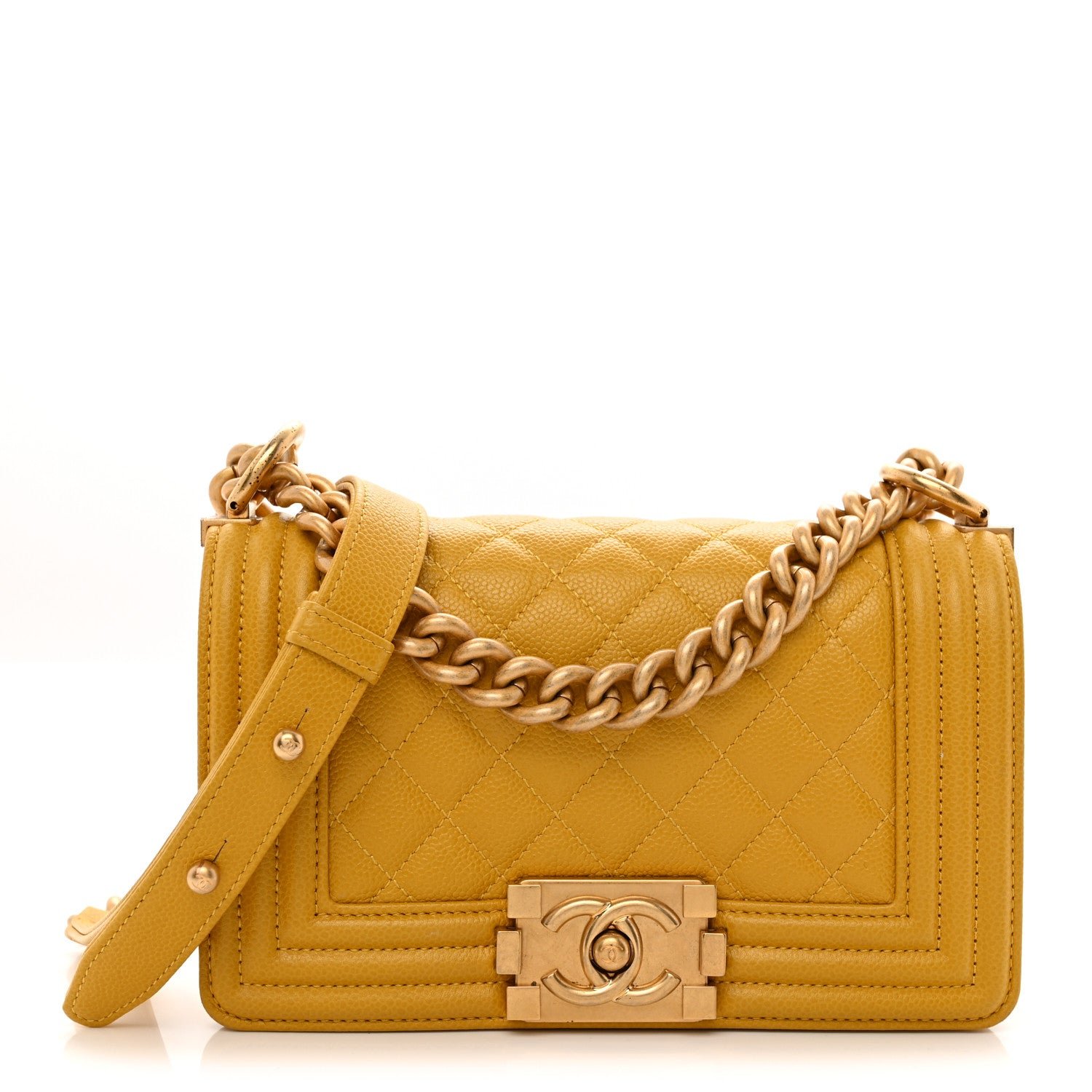 Chanel Lambskin Quilted Small Boy Flap Yellow