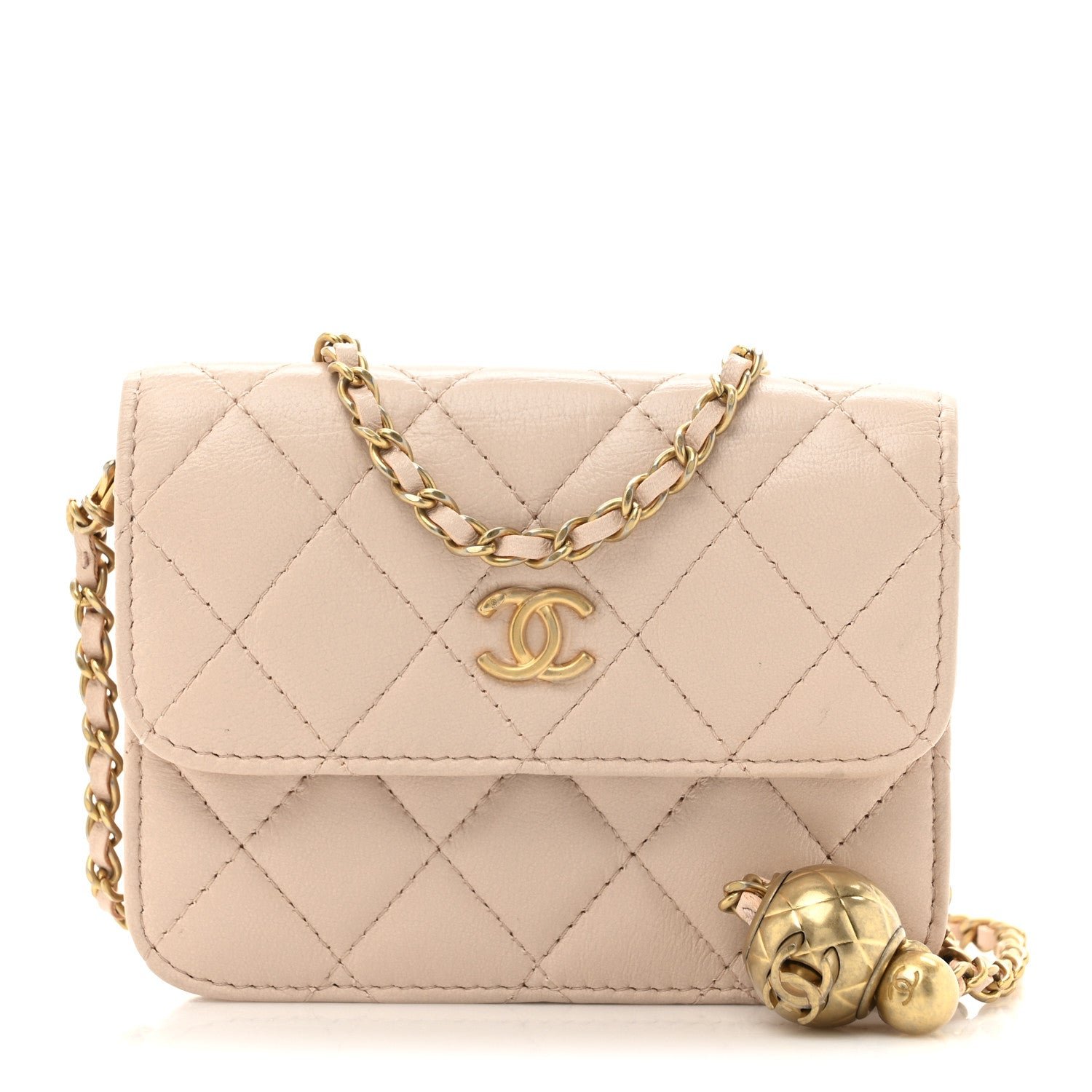 Chanel Lambskin Quilted Pearl Crush Clutch With Chain Light Pink