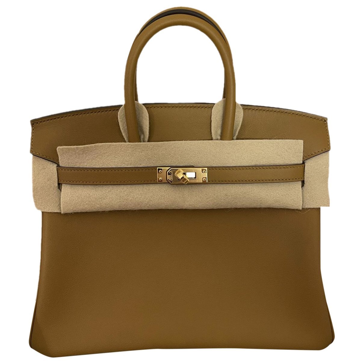 Hermes Birkin 25 Handbag Kraft Swift Leather