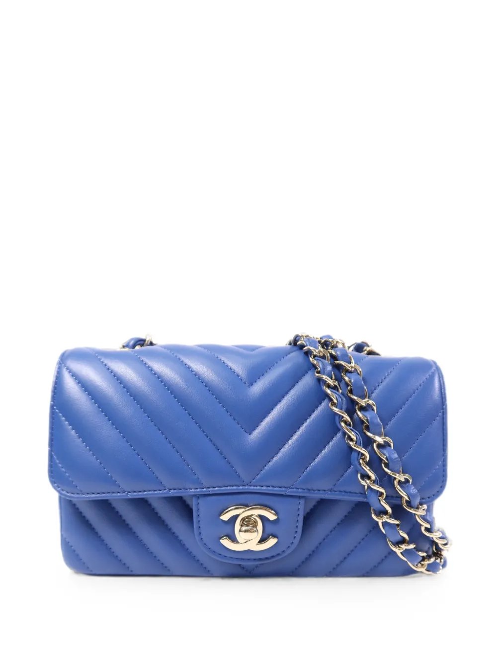 CC turn-lock chevron shoulder bag