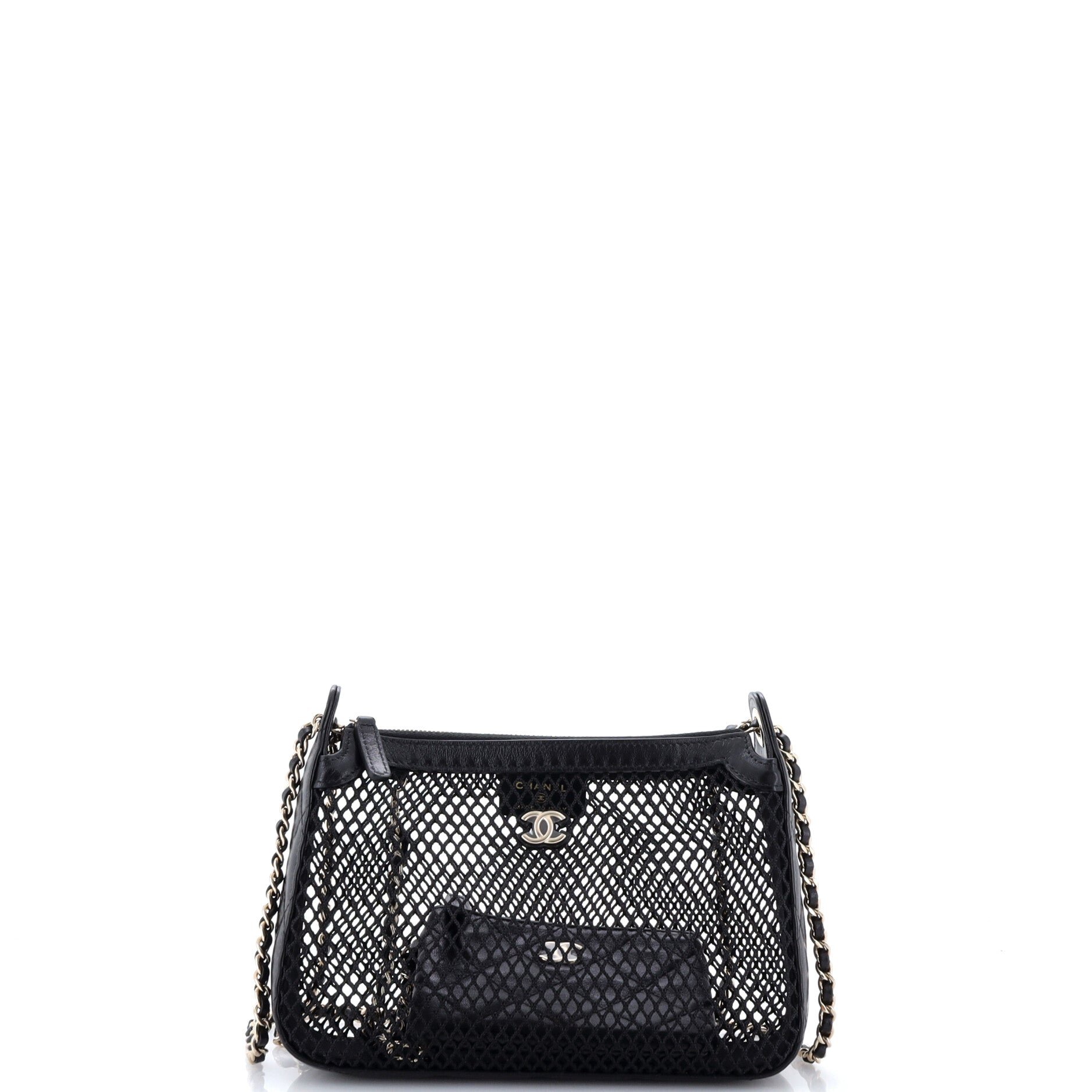 Clutch with Chain Mesh with Quilted Lambskin