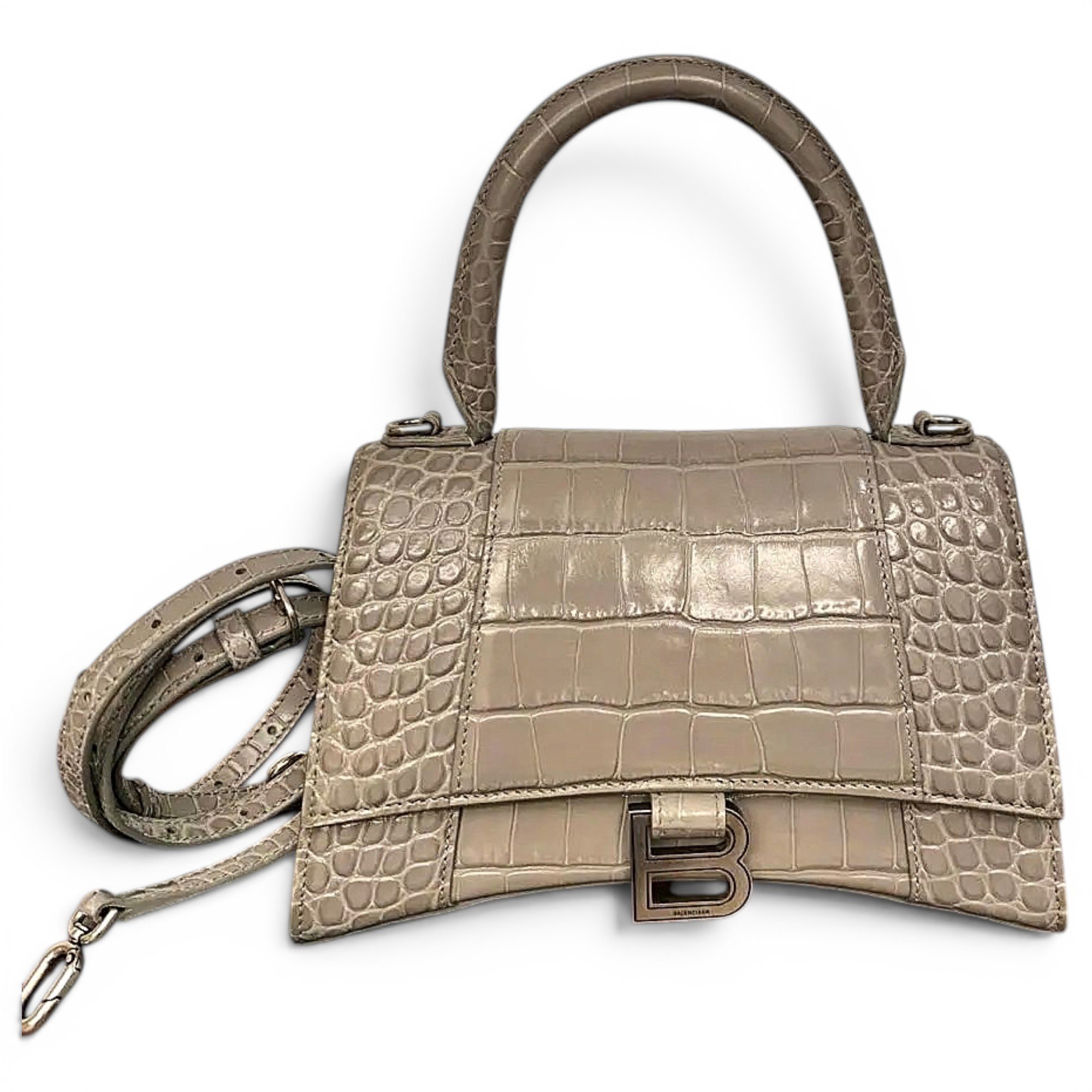 Hourglass leather handbag