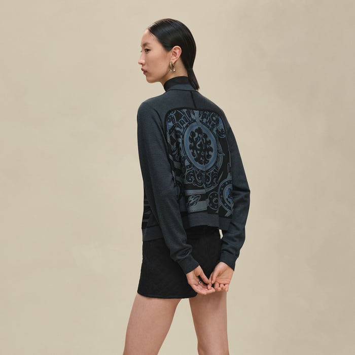 Noir Réglisse "Candy Libris" Long-sleeve Twillaine Cardigan
