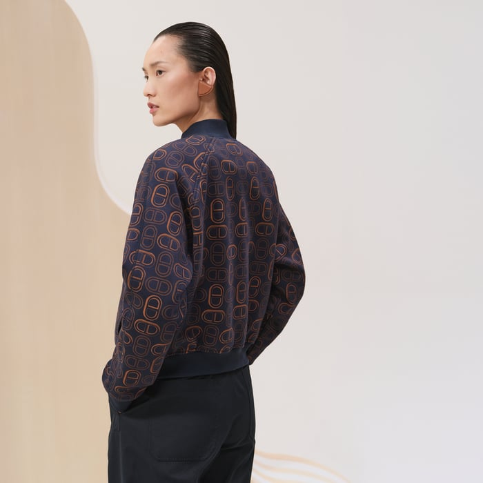 Bleu Gabier "Chaine d'Ancre" Quilted Bomber Jacket