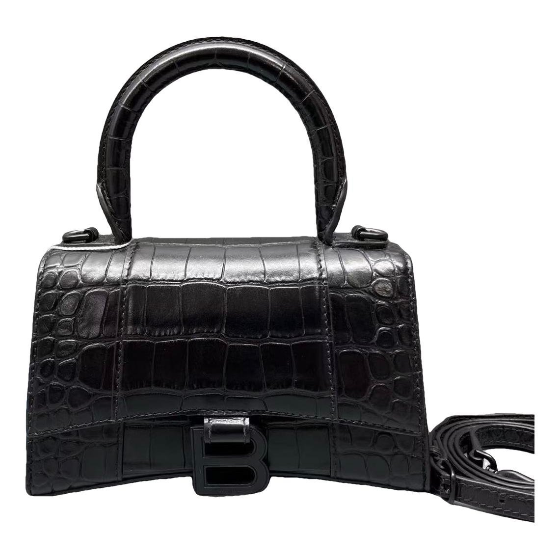 Hourglass leather handbag