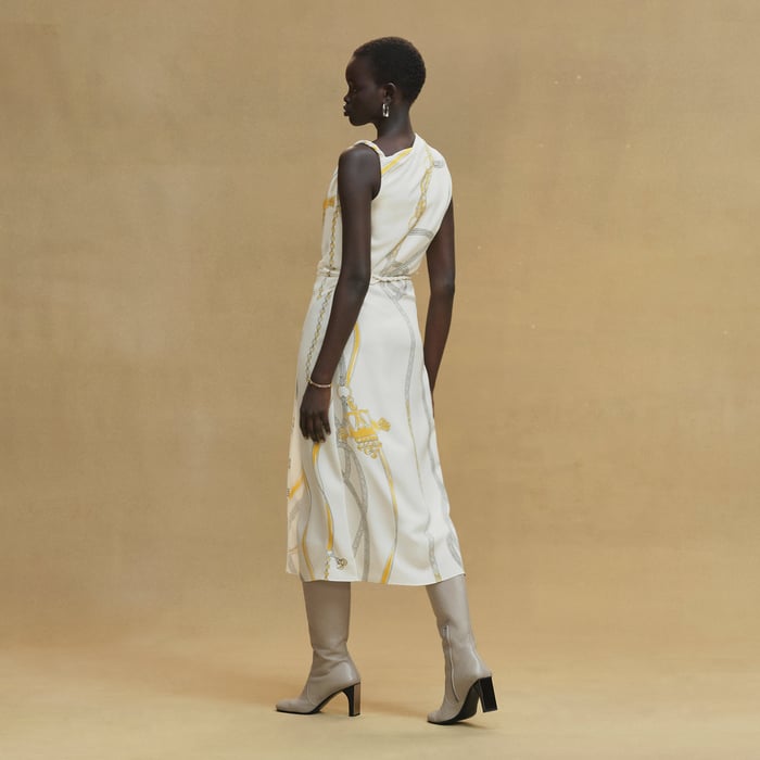 Blanc Nacre "Palefroi Remix" Draped Asymmetric Dress