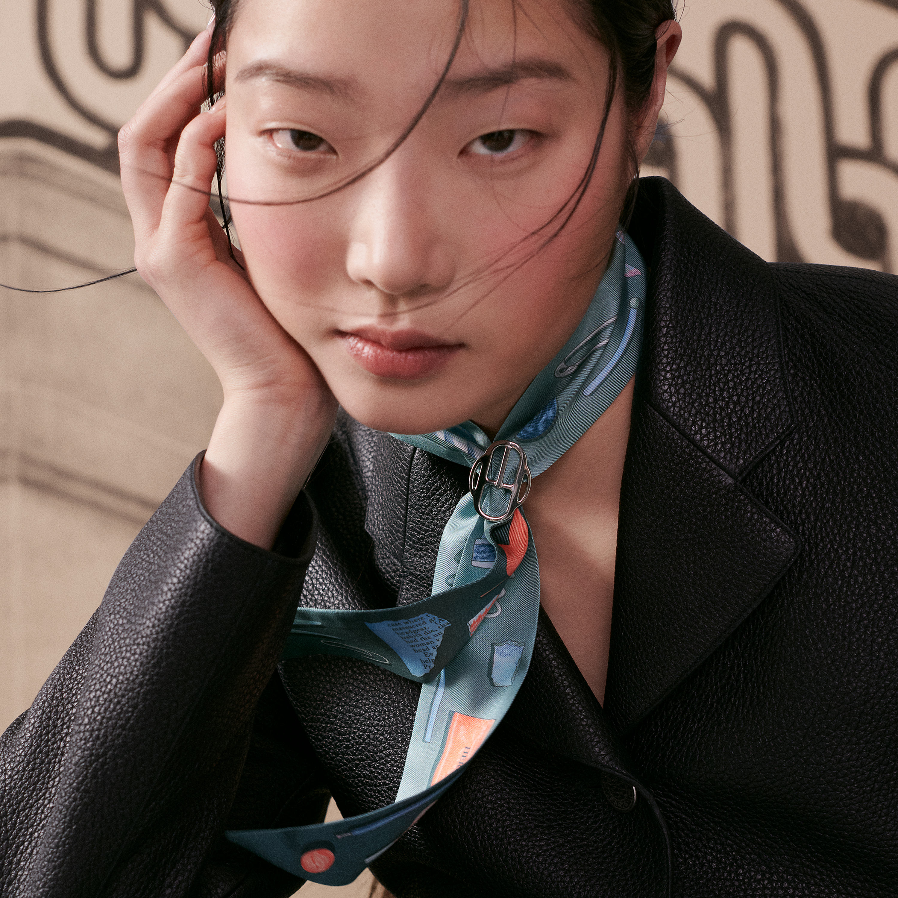 Hermès Twilly 《イン・ザ・ポケット》 ベージュ/オレンジ/サーブル