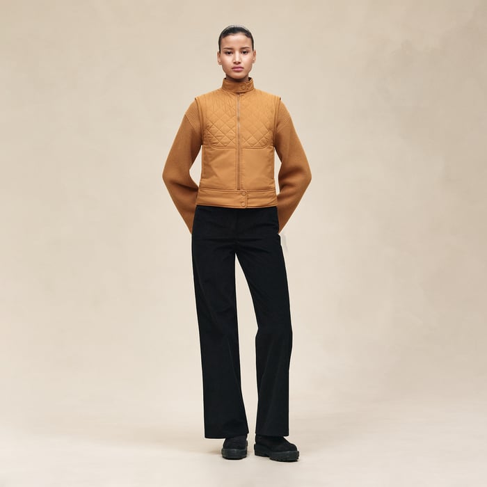 Marron Ocre Reversible Sleeveless Jacket