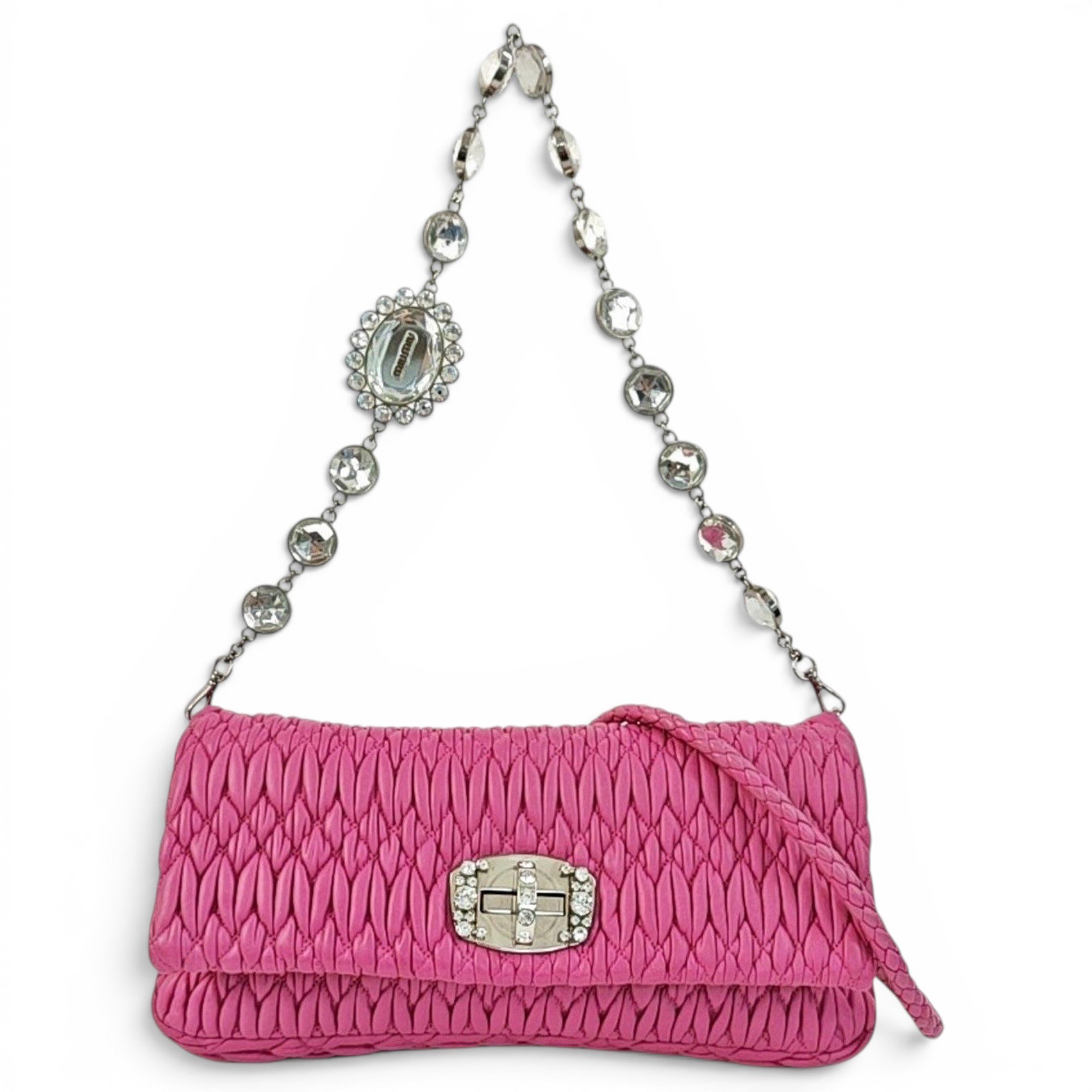 Miu Crystal leather handbag