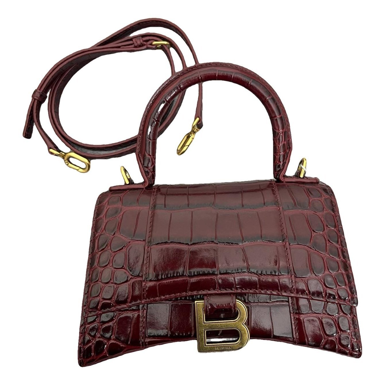 Hourglass leather handbag