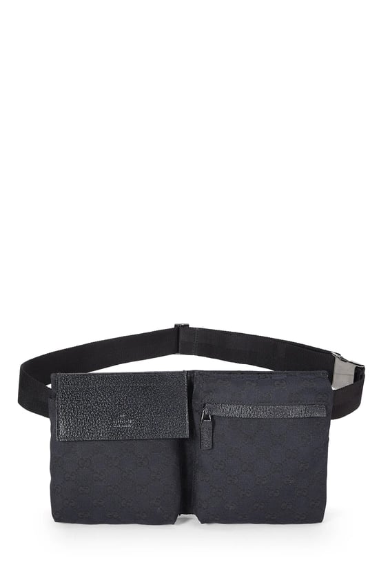 Black GG Canvas Double Pocket Waist Pouch