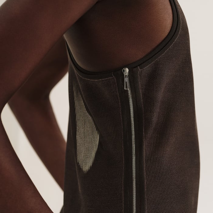 Marron Ébène Sleeveless Short Dress