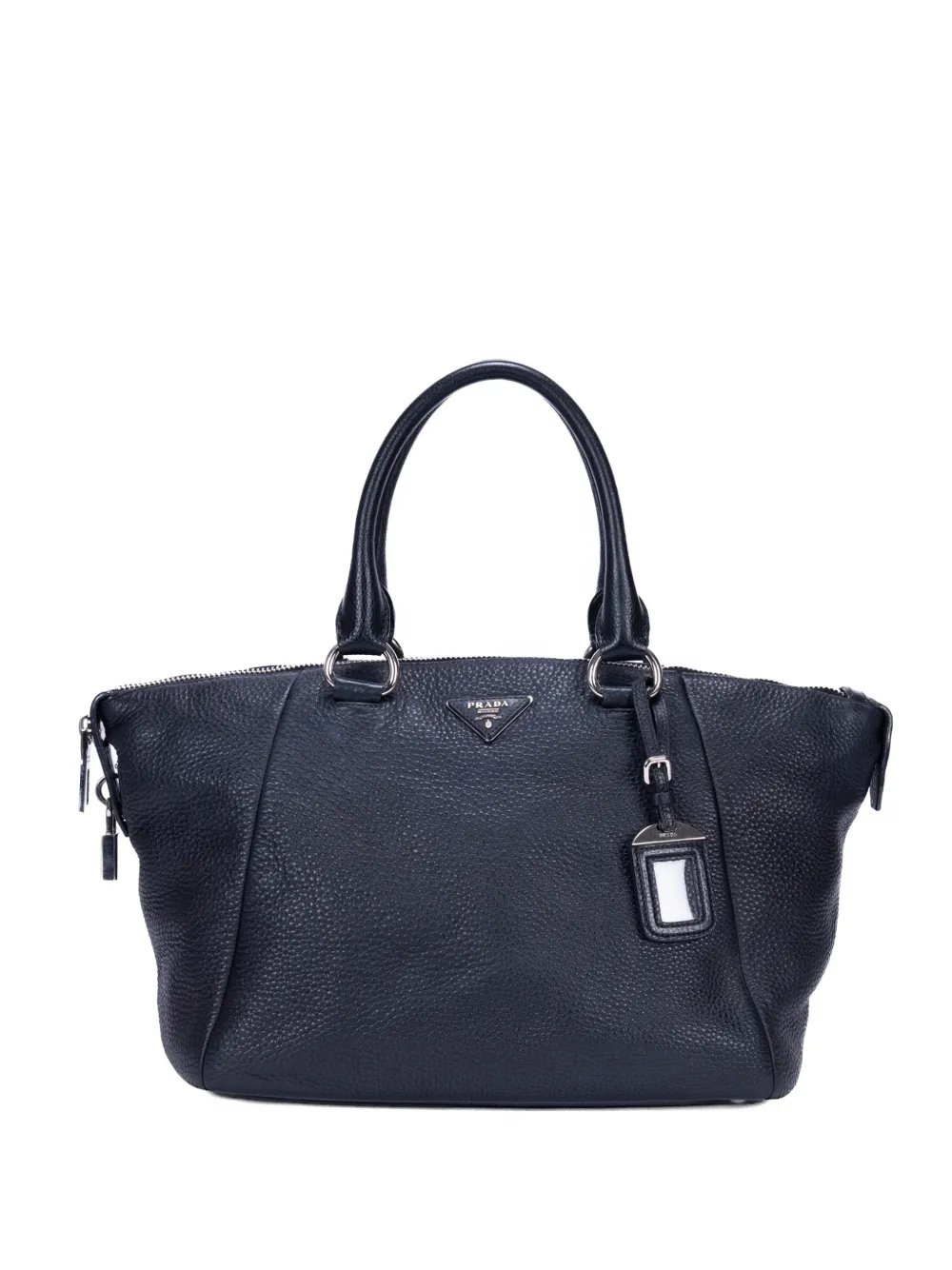 logo-plaque pebbled tote bag