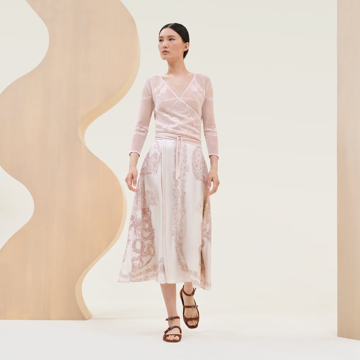 Rose Pâle "En Desordre a Fleurs" Wrap Cardigan